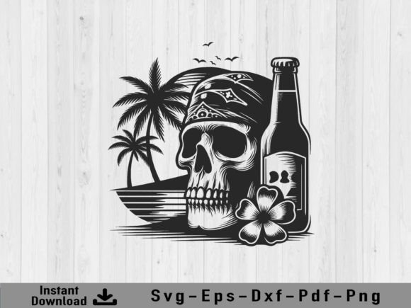 Download Skull Head with Beer Bootle Svg Vector - Vector Collection