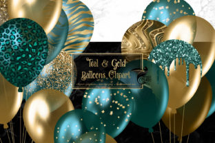 Download Teal and Gold Balloons Clipart - Old Collection