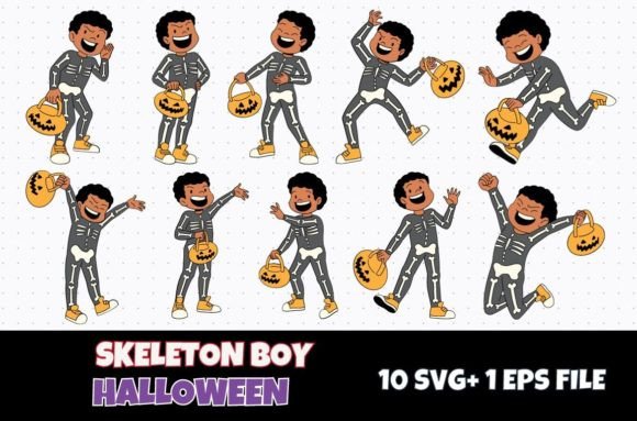 Download 10 Skeleton Boy Halloween Vector SVG - Vector Collection