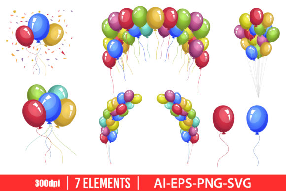 Download Colored Balloons Clipart Vector Design - Vector Collection