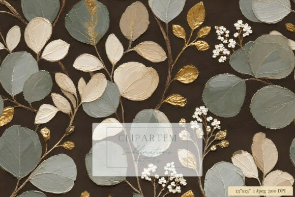 Download Gold Eucalyptus Botanical Dark Pattern - Old Collection
