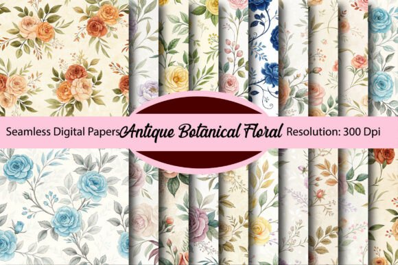 Download Antique Botanical Floral Digital Paper - Premium Resources
