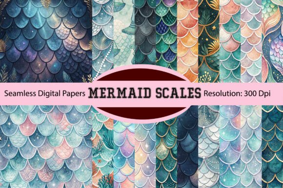 Download Mermaid Scales Seamless Digital Paper - Mermaid Collection
