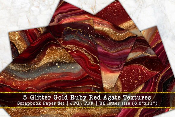 Download Glitter Gold Ruby Red Agate Scrapbook - Old Collection