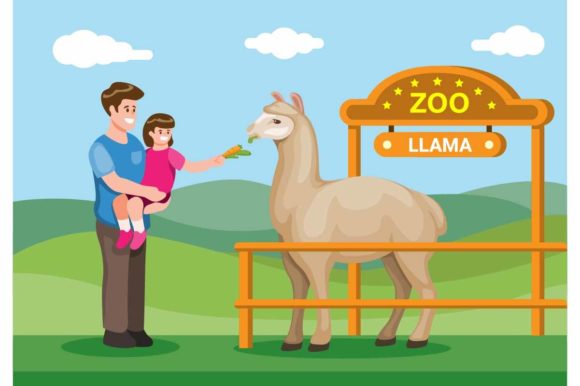 Download Parent with Child Visit Zoo Feed Llama - Visit Collection