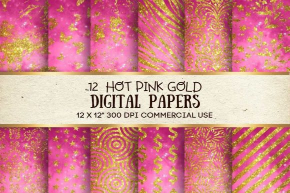 Download Hot Pink Gold Digital Paper Texture Pack - Old Collection