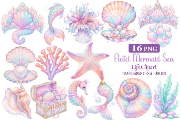 Download Pastel Mermaid Sea Life Clipart - Mermaid Collection