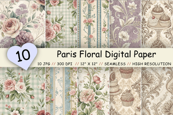 Download Paris Floral Digital Paper Pack, Elegant - Premium Resources