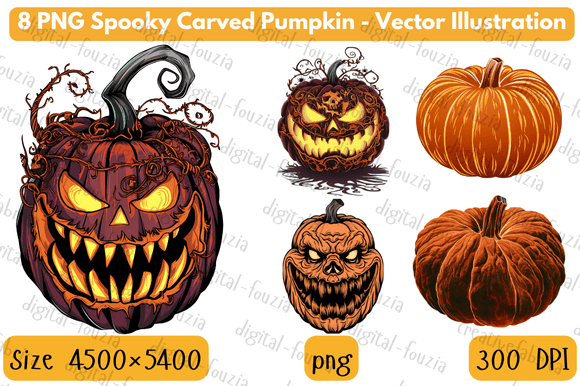 Download Spooky Carved PumpkinVector Illustration - Vector Collection