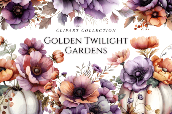 Download Watercolor Flowers Golden Twilight - Old Collection