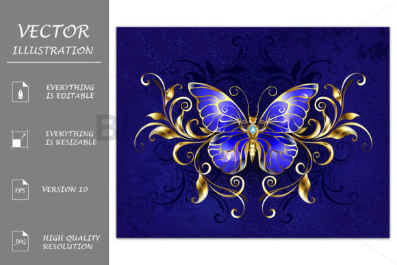 Download Sapphire Butterfly with Gold Pattern - Old Collection