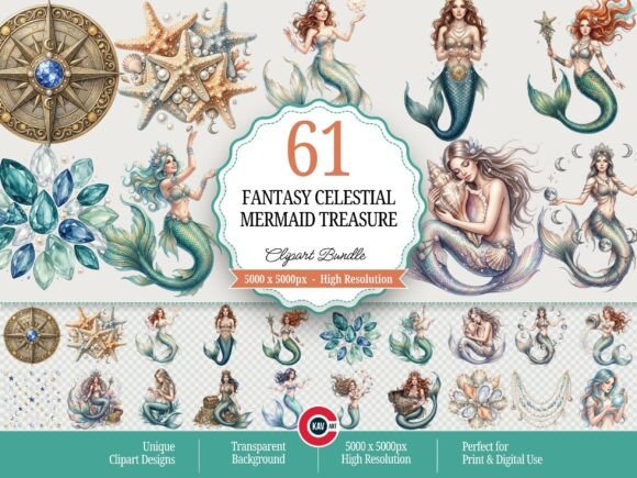 Download Fantasy Celestial Mermaid Treasure PNGs - Mermaid Collection