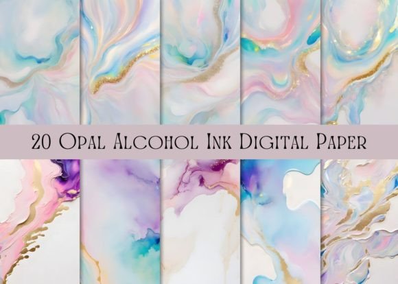 Download 20 Opal Gold Alcohol Ink Digital Paper - Old Collection