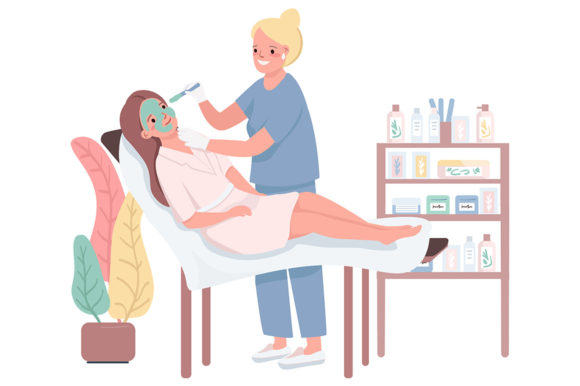 Download Spa Visit Flat Color Vector Characters - Vector Collection