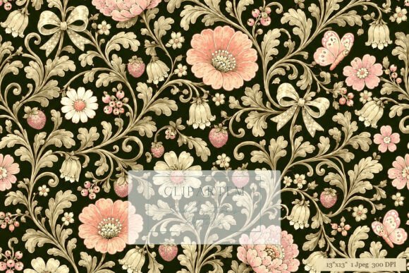 Download Gold Coral Dark Damask Floral Pattern - Old Collection