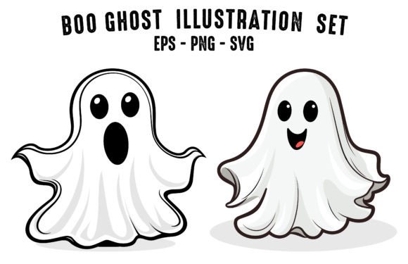 Download Halloween Cute Boo Ghost Vector Set - Vector Collection