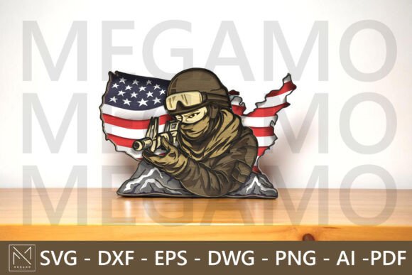 Download Sniper Soldier USA Map SVG - Old Collection