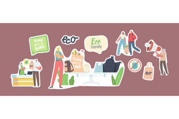 Download Set of Stickers People Visit Shop with - Visit Collection
