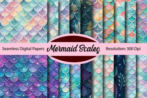 Download Mermaid Scales Seamless Digital Paper - Mermaid Collection